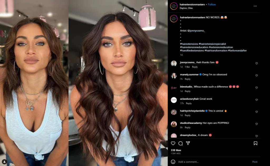 before and after - how to grow your hair business on instagram
