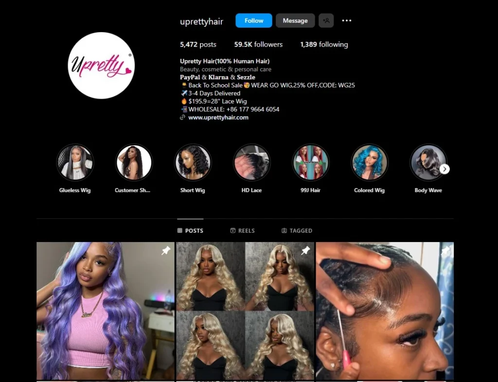 example of hair business instagram profile - how to promote your hair business on instagram