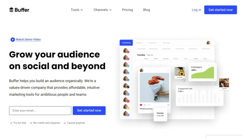 buffer home page - free advertising tools for startups