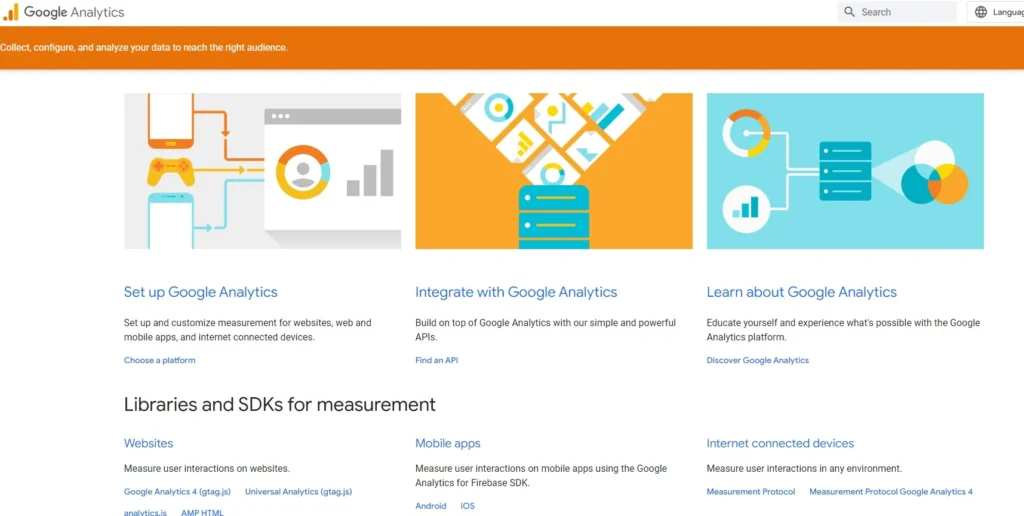 Google Analytics HP screenshot - top free marketing tools for startups