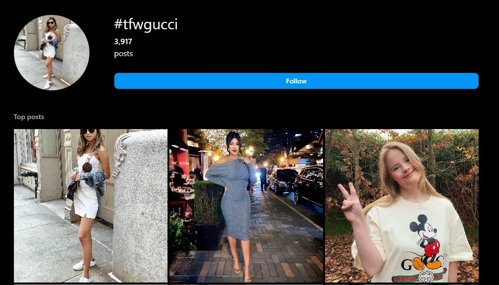 example of user generated content of gucci for social emdia for luxury labels